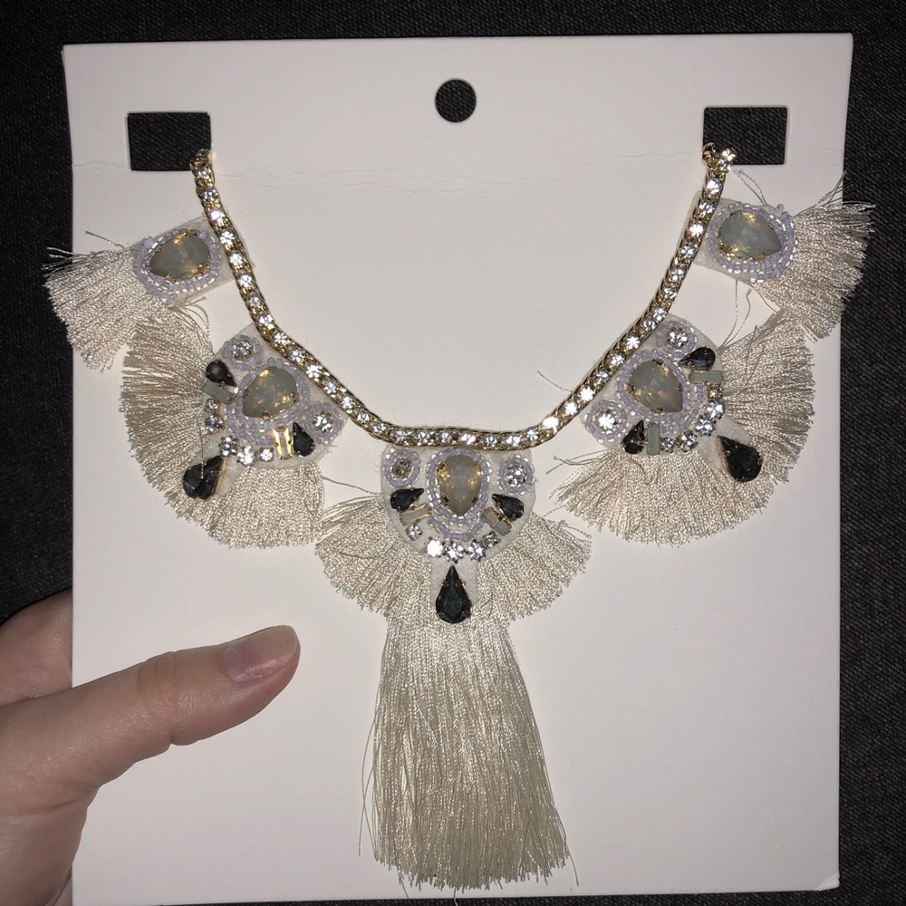 Embellished tassel statement necklace